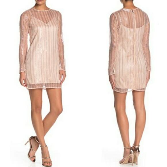 Line & Dot Christi sheer sequin mini peachy pink party dress size S - Picture 8 of 9